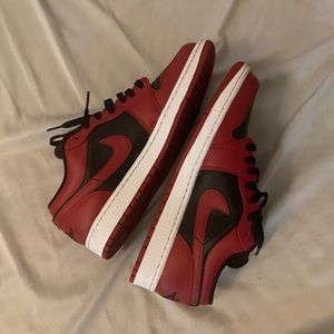 Black red and white low Jordan ones size 9.5